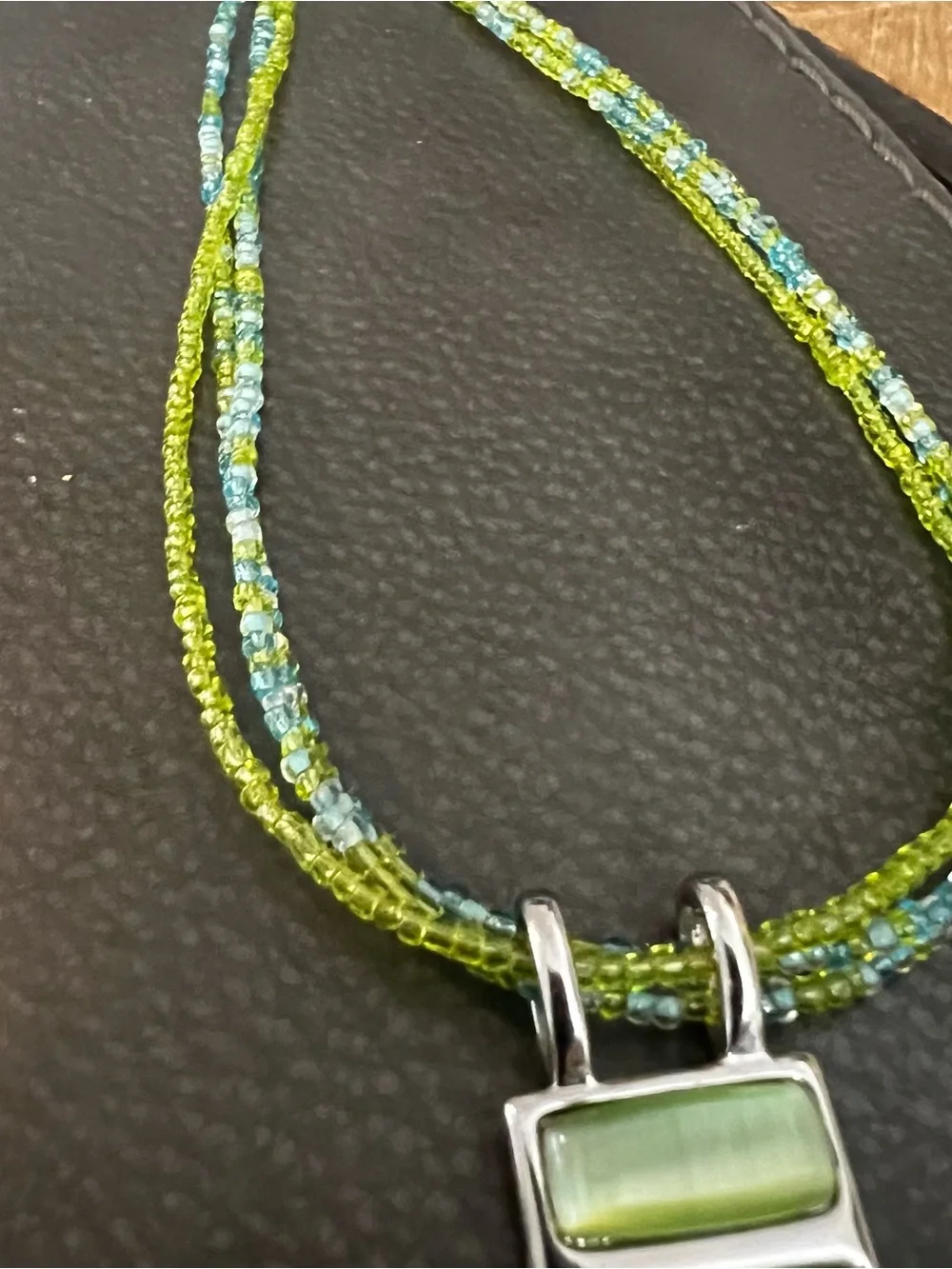 Green Glass Triplet Pendant Necklace - Women Jewelry Lia Sophia.